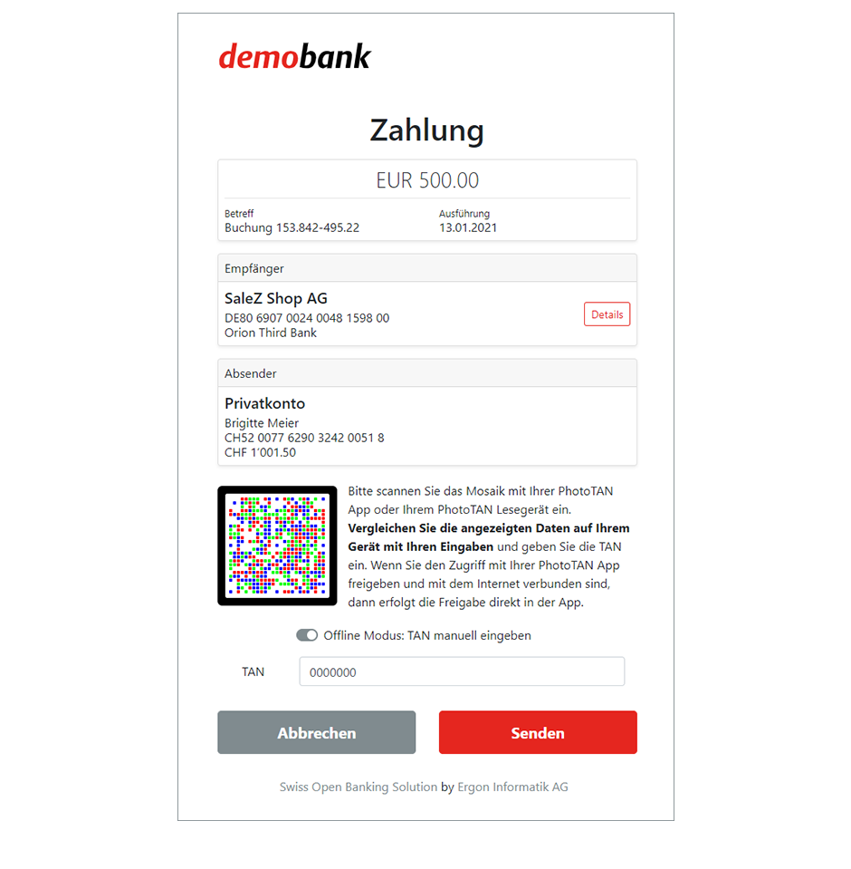 Zahlung Transaktionssignierung Zahlung Transaktionssignierung